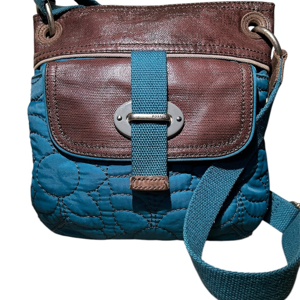 Fossil Blue and Brown Crossbody Bag